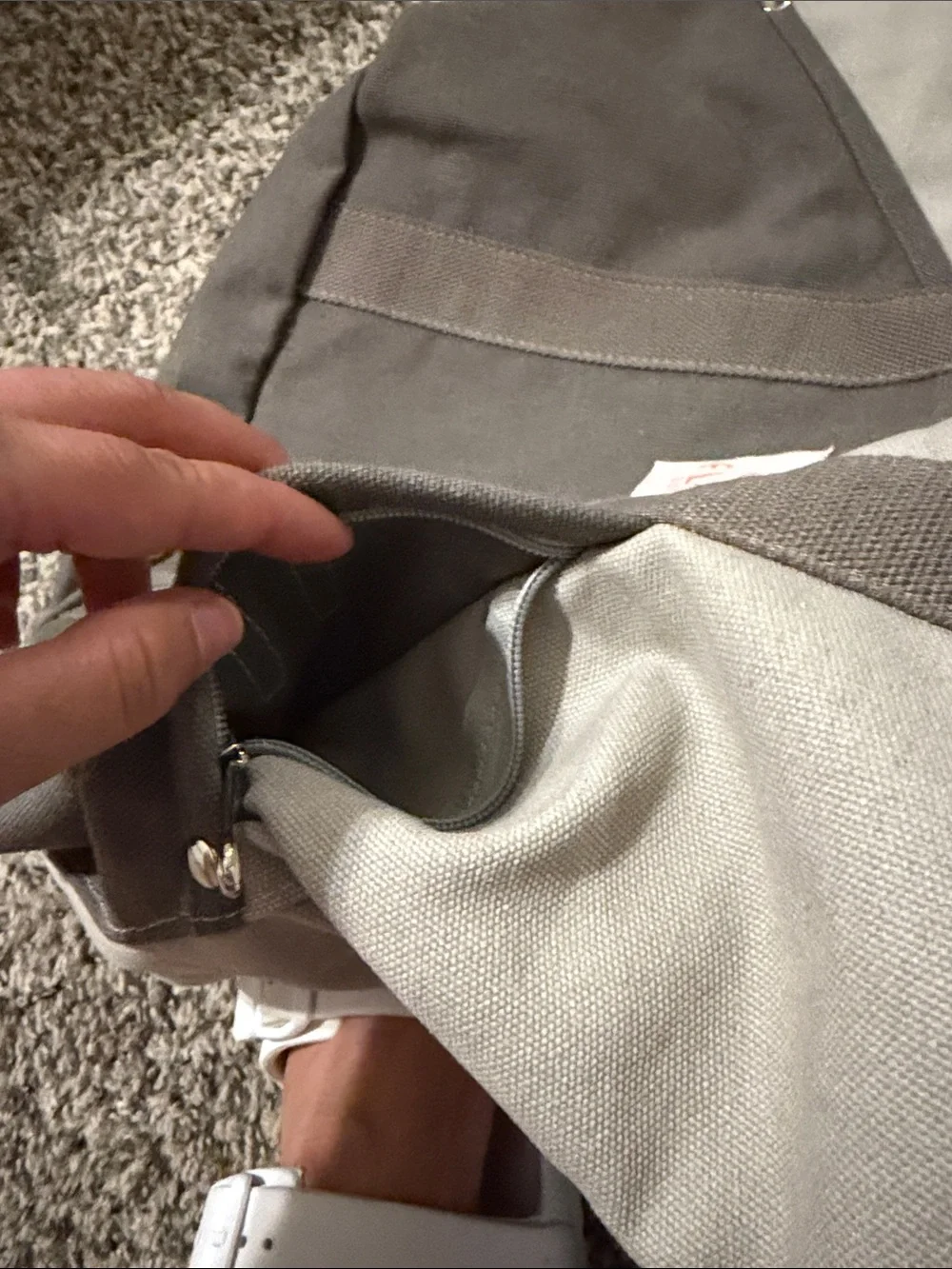 Two-Tone Gray Canvas Tote Bag